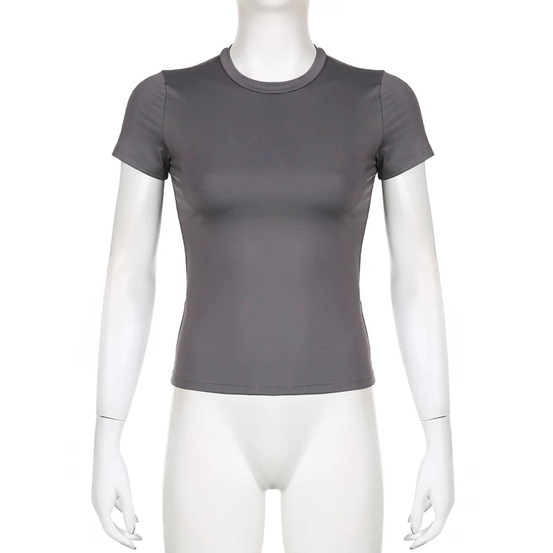 women's casual o-neck short sleeve t-shirt - summer crop top