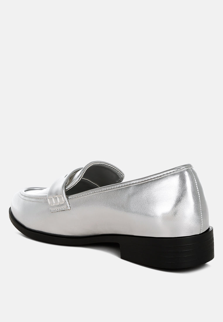 mocassins plats en similicuir métallisé rugle