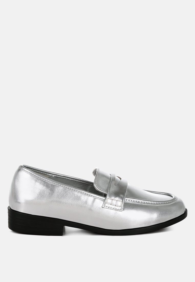 mocassins plats en similicuir métallisé rugle