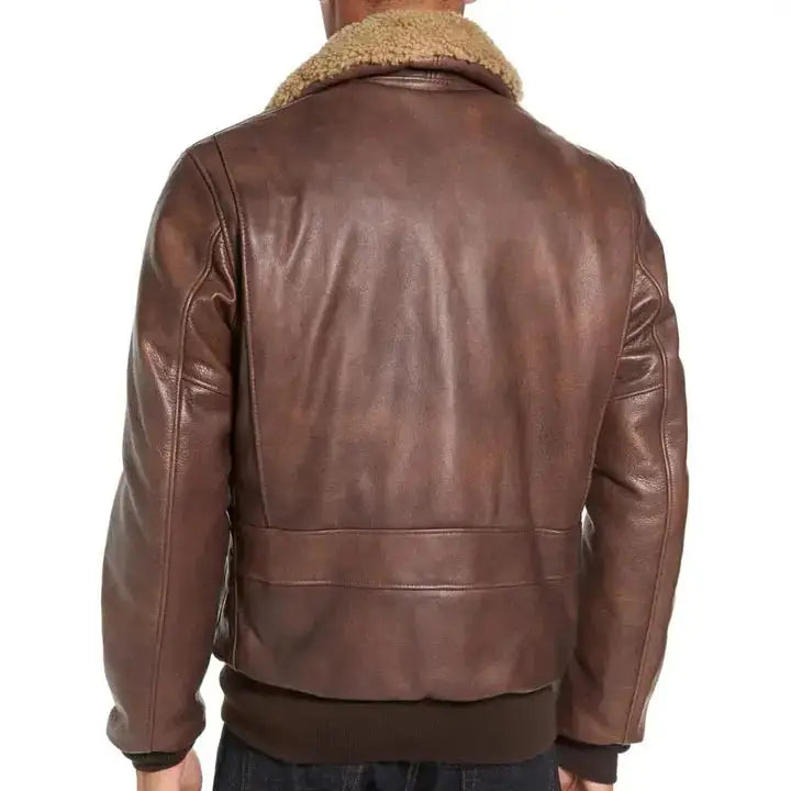 blouson aviateur en cuir de vache ciré