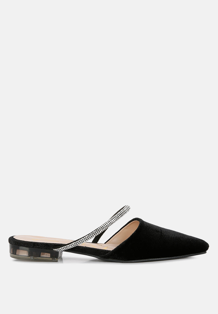 turnon - mules plates en velours avec strass