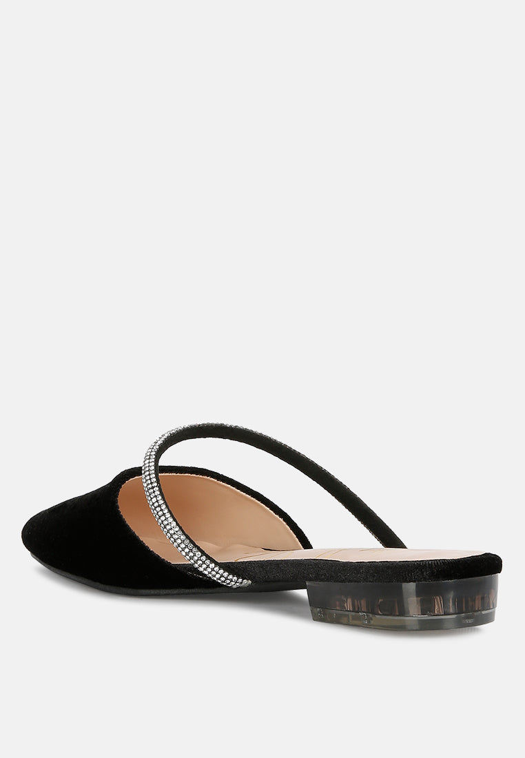 turnon - mules plates en velours avec strass