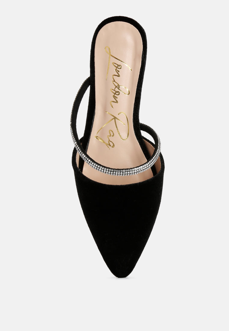 turnon - mules plates en velours avec strass