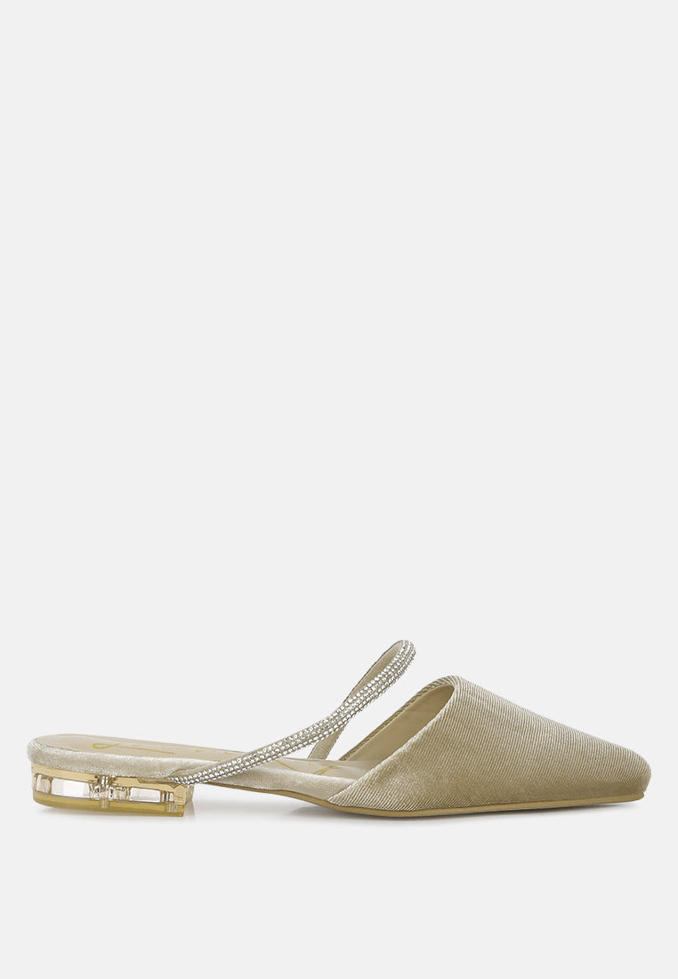 turnon - mules plates en velours avec strass