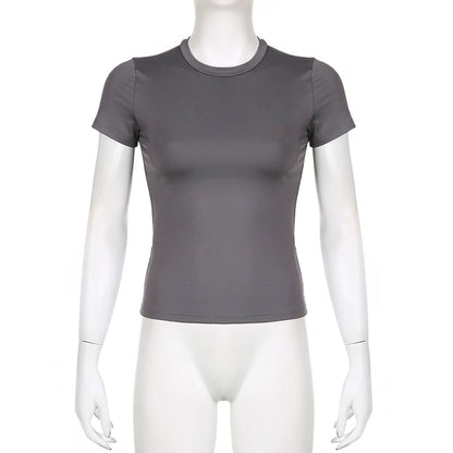 Women's Casual O-Neck Short Sleeve T-Shirt - Summer Crop Top