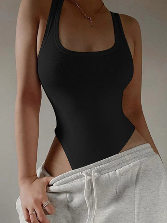 Women's Knit Bodysuit - Off-Shoulder Halter Top