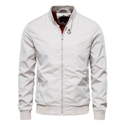 Men’s Casual Zip-Up Jacket with Pockets – Stand Collar Outwear