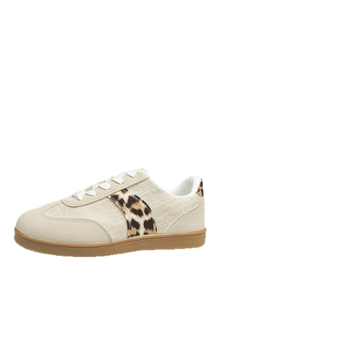 německé tenisky s kulatou špičkou a šněrováním, vintage leopardím potiskem