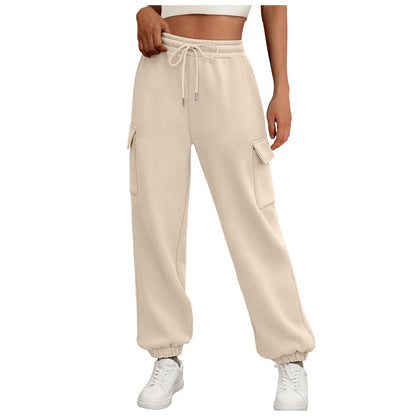 Women’s Fleece-Lined Cargo Jogger Pants – Casual Trendy Sweatpants with Pockets