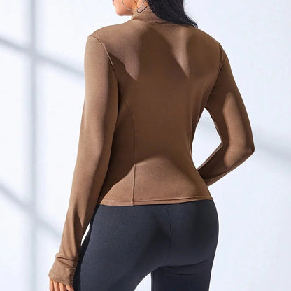 Women's Zip-Up Yoga Jacket - Short Sports Fitness Coat