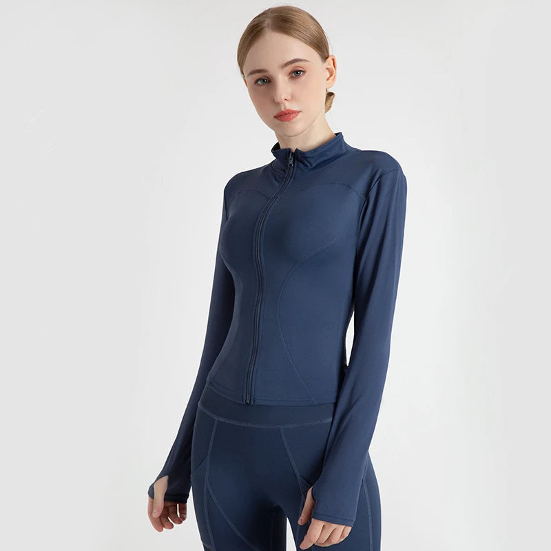 women's zip-up yoga jacket - short sports fitness coat