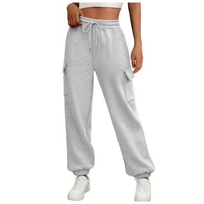 Women’s Fleece-Lined Cargo Jogger Pants – Casual Trendy Sweatpants with Pockets
