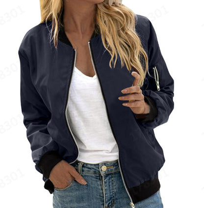 Women’s Vintage Bomber Jacket – Casual Chic Zip-Up Outwear