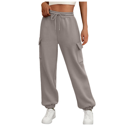 Women’s Fleece-Lined Cargo Jogger Pants – Casual Trendy Sweatpants with Pockets