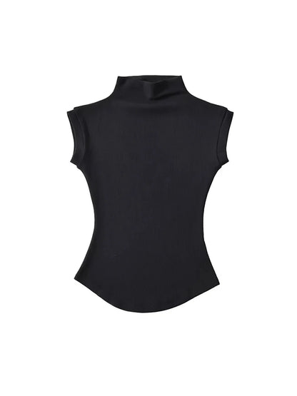 Women's Sleeveless Turtleneck Top - Summer Slim Fit Tee