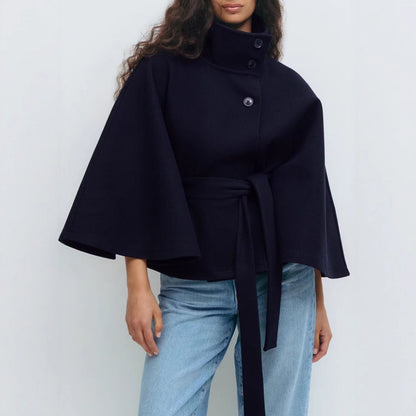 Elegant Winter High Neck Coat with Belt – Women’s Fashion Trench