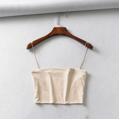Women's Cotton Crop Tank Top - Elastic Sleeveless Cami