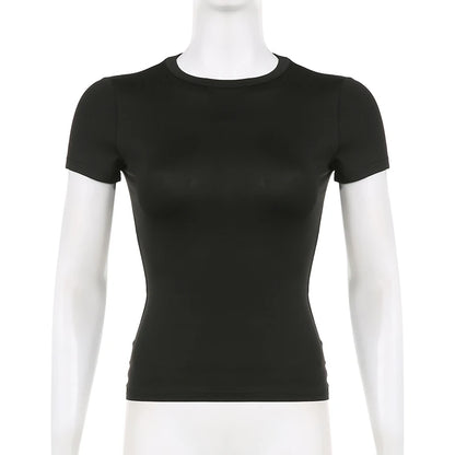 Women's Casual O-Neck Short Sleeve T-Shirt - Summer Crop Top