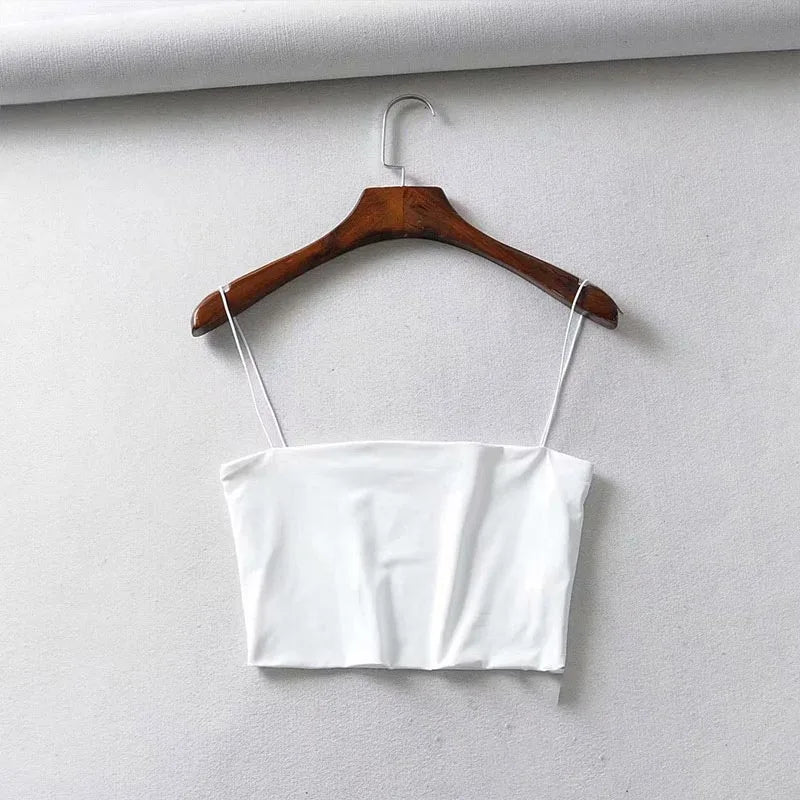 women's cotton crop tank top - elastic sleeveless cami