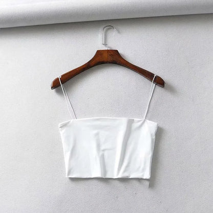 Women's Cotton Crop Tank Top - Elastic Sleeveless Cami