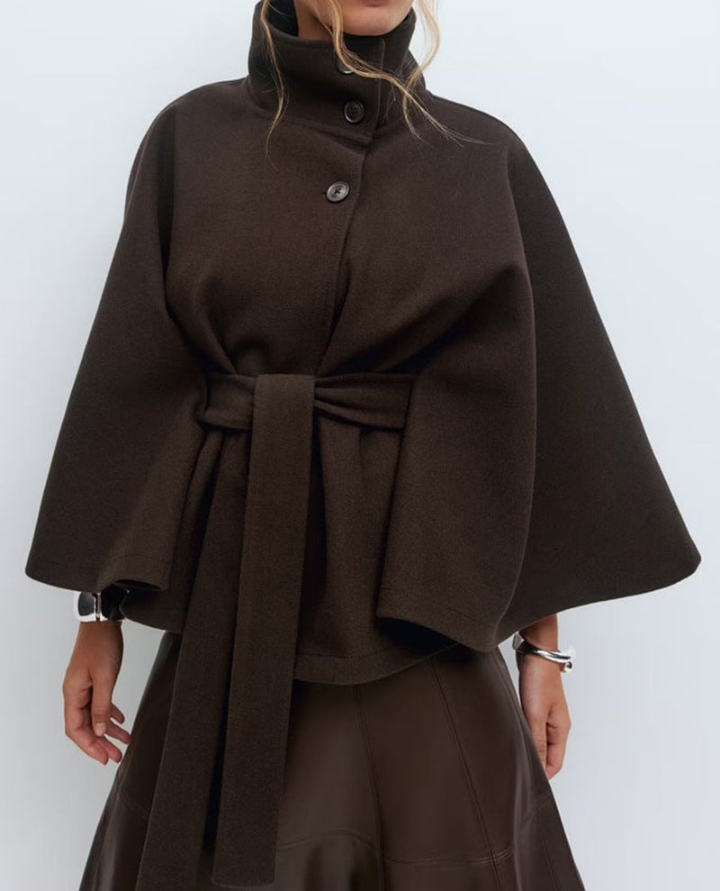 Elegant Winter High Neck Coat with Belt – Women’s Fashion Trench