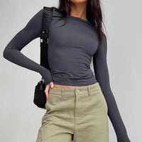 women's casual o-neck short sleeve t-shirt - summer crop top
