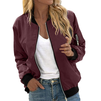 Women’s Vintage Bomber Jacket – Casual Chic Zip-Up Outwear