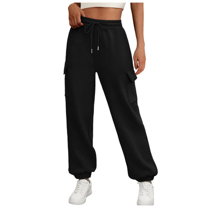 Women’s Fleece-Lined Cargo Jogger Pants – Casual Trendy Sweatpants with Pockets