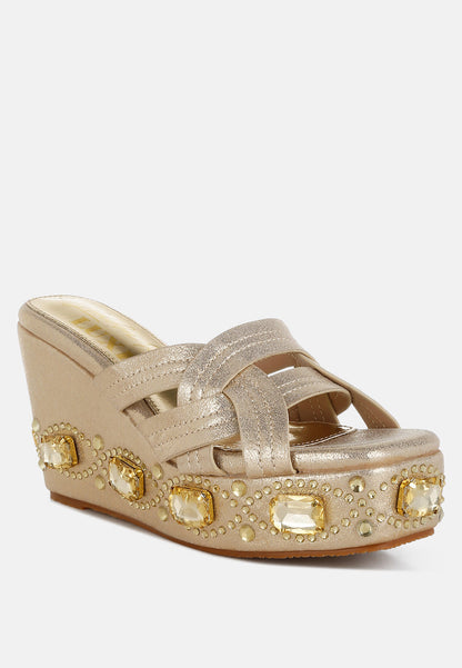 Blistronic Chunky Diamante & Rhinestone Cut-Out Sandals