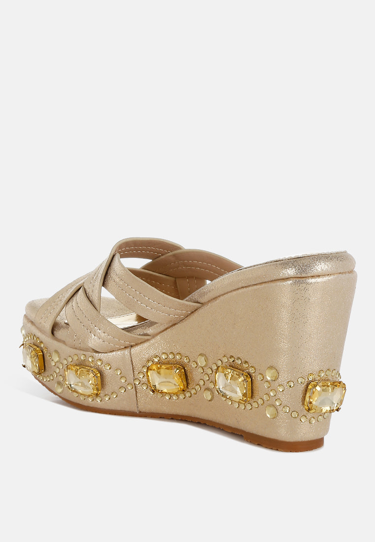 Blistronic Chunky Diamante & Rhinestone Cut-Out Sandals