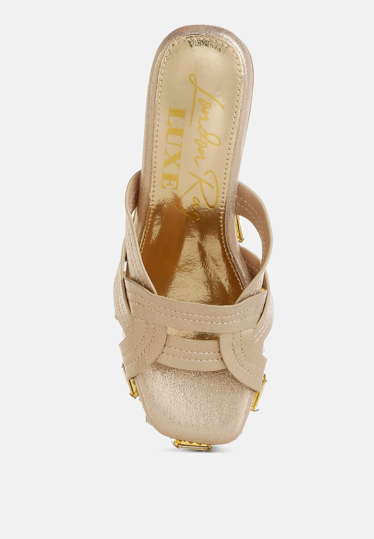 Blistronic Chunky Diamante & Rhinestone Cut-Out Sandals