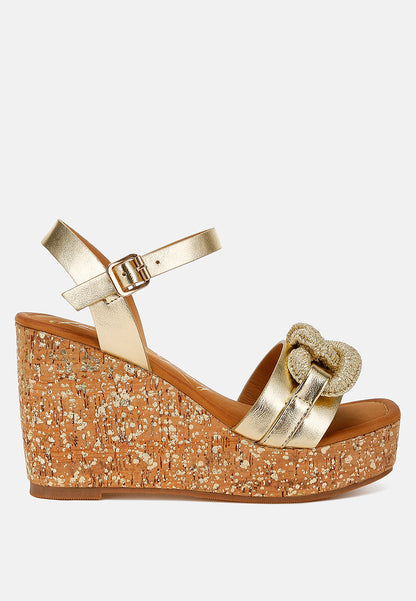 Emelda Chain Link Detail Wedge Sandals