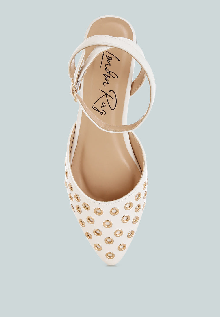 Chalcis Eyelet Detail Flat Sandals-3