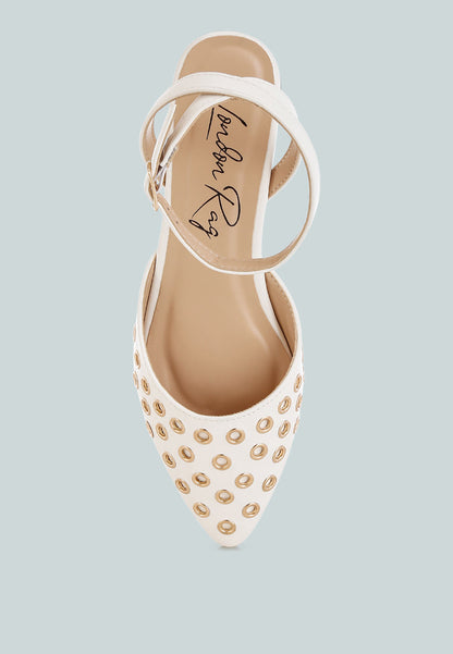 Chalcis Eyelet Detail Flat Sandals-3