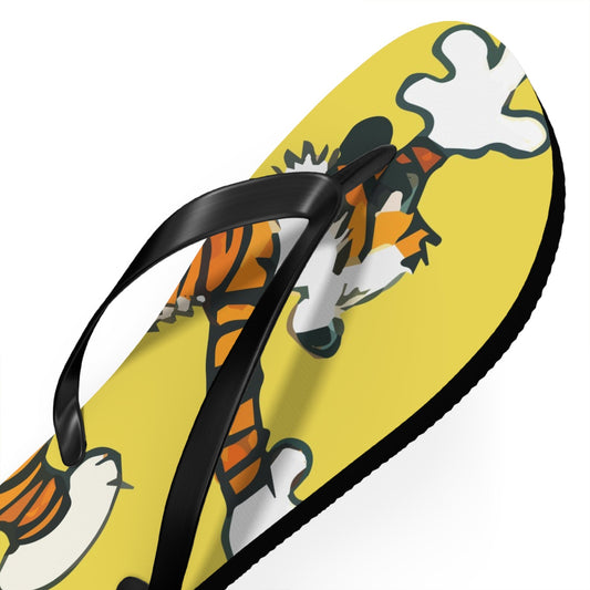 Calvin and Hobbes Dancing with Record Player Flip-Flops