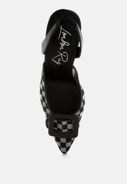 Freya Mesh Checkered Pointy Stiletto Heels