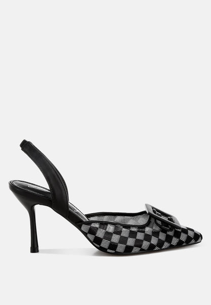 Freya Mesh Checkered Pointy Stiletto Heels