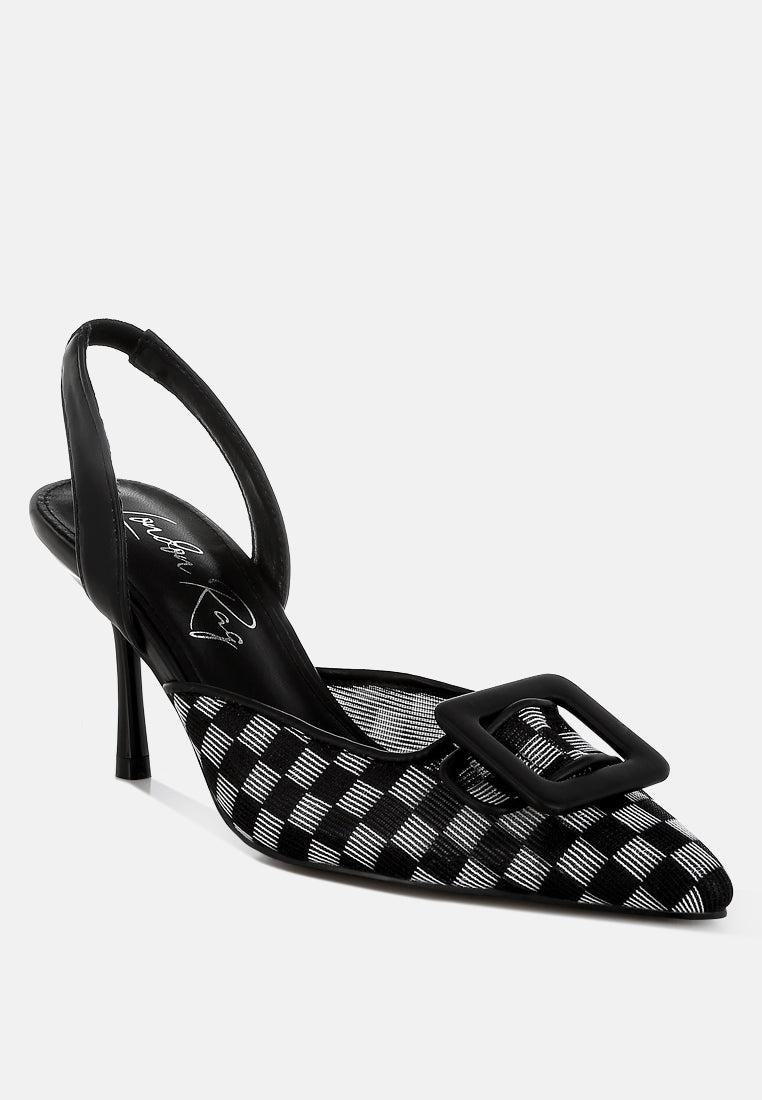 Freya Mesh Checkered Pointy Stiletto Heels
