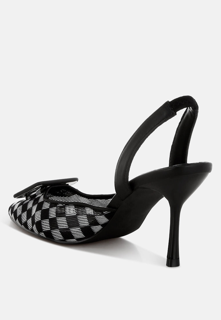 Freya Mesh Checkered Pointy Stiletto Heels