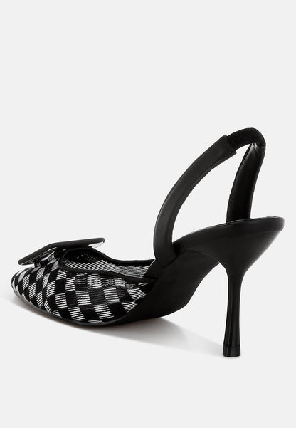 Freya Mesh Checkered Pointy Stiletto Heels