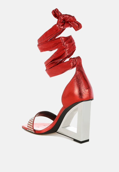 Hashira AB Rhinestone Studded Lace-Up Fantasy Heels