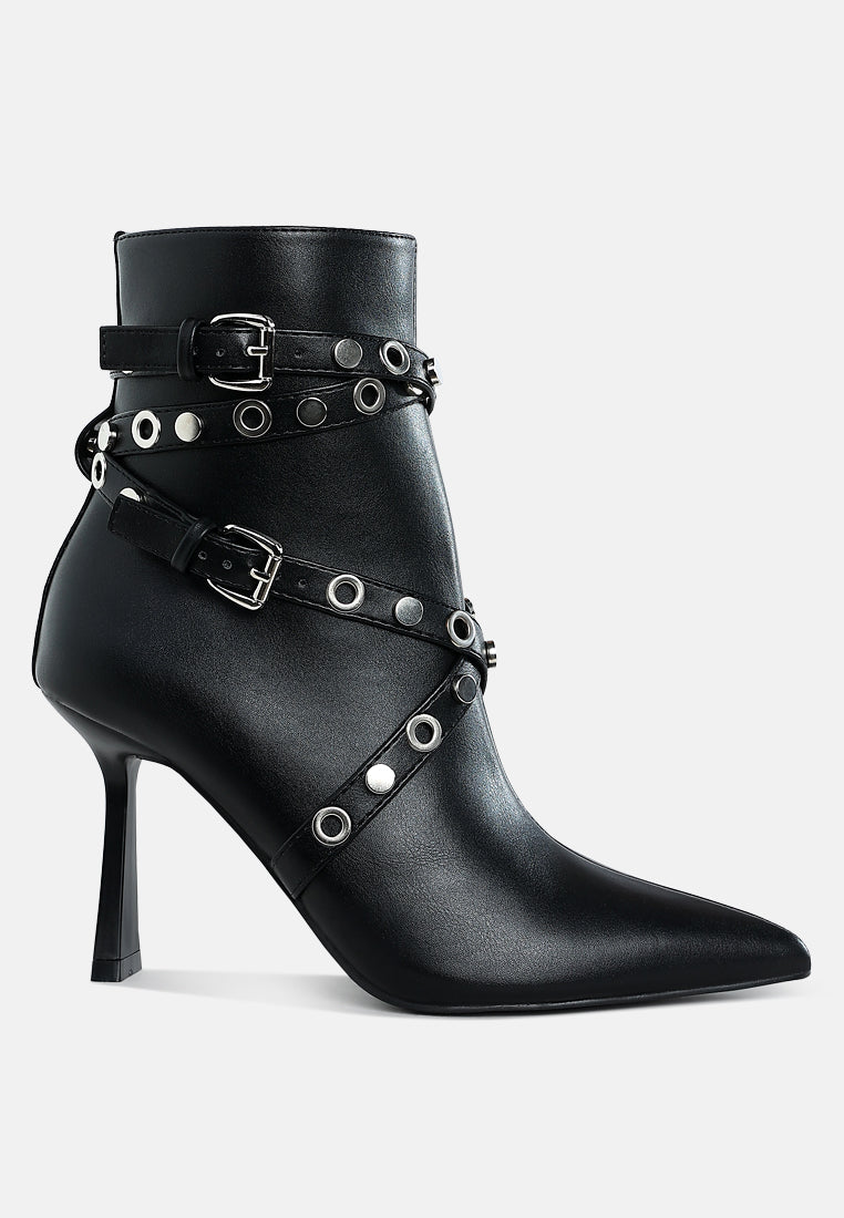 jaunts eyelets & studs harness ankle boots