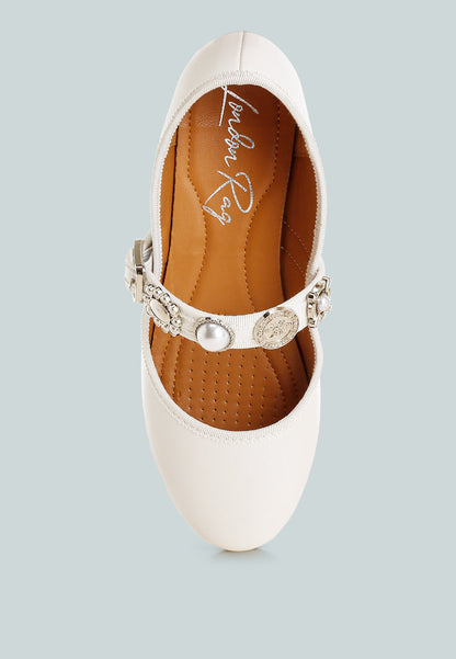 Kavana Charms Embellished Flat Mary Janes