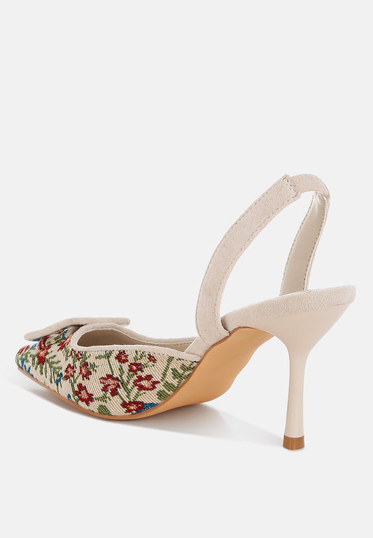Miraya Embroidered Buckle Detail Stiletto Heels