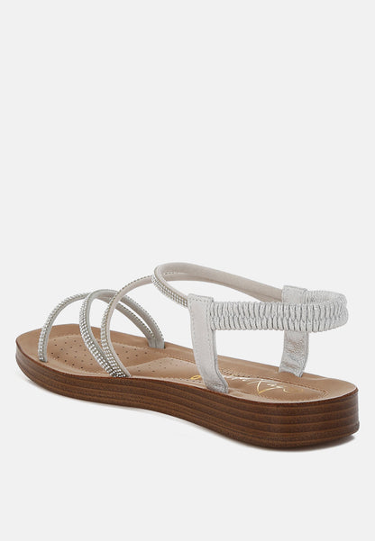 Ridayne Rhinestones Embellished Strappy Flats