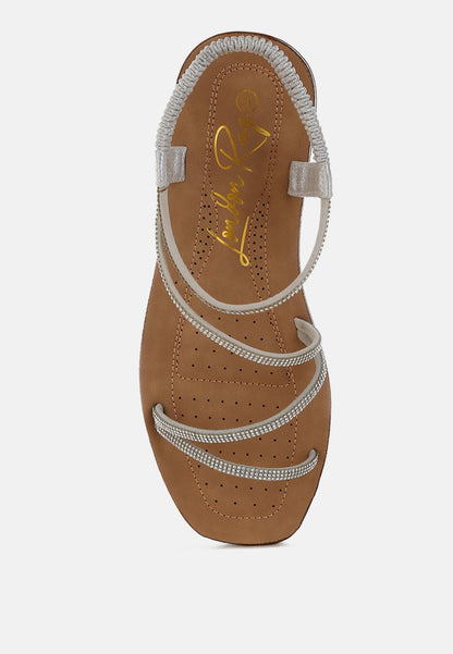 Ridayne Rhinestones Embellished Strappy Flats