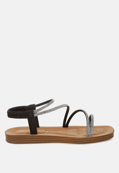 Ridayne Rhinestones Embellished Strappy Flats