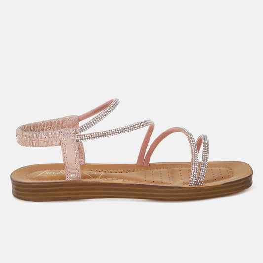 Ridayne Rhinestones Embellished Strappy Flats
