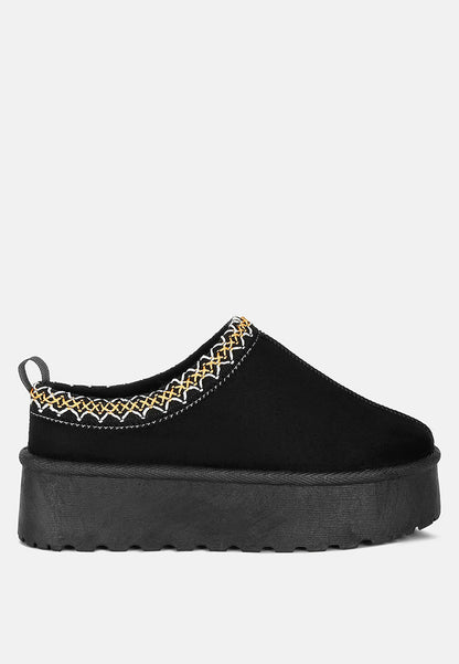 Klasické nazouvací boty Struter Embroidered Platform s kožešinou