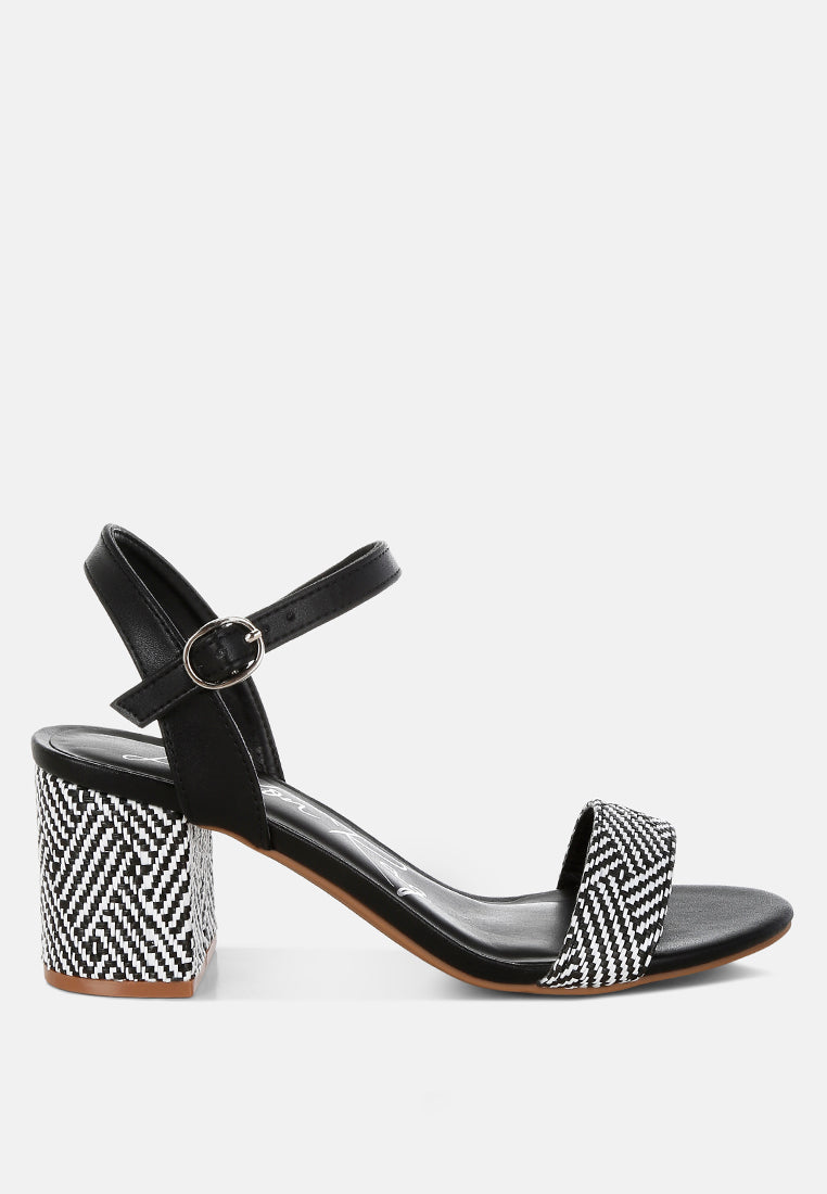 Tulata Raffia Pin Buckle Block Heels